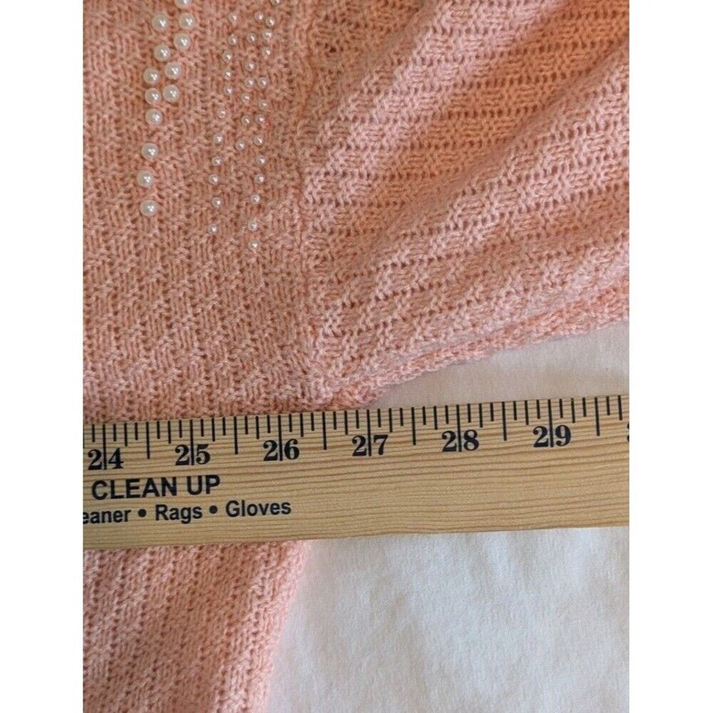Cato Woman Plus Size 18/20 Peach Pearl Embellished Tunic Sweater High Low Hem - Picture 6 of 9